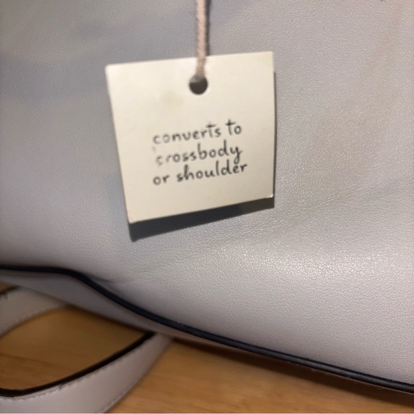 Structured Large Light Gray Satchel Handbag with Shoulder Strap, Crossbody - Picture 5 of 11